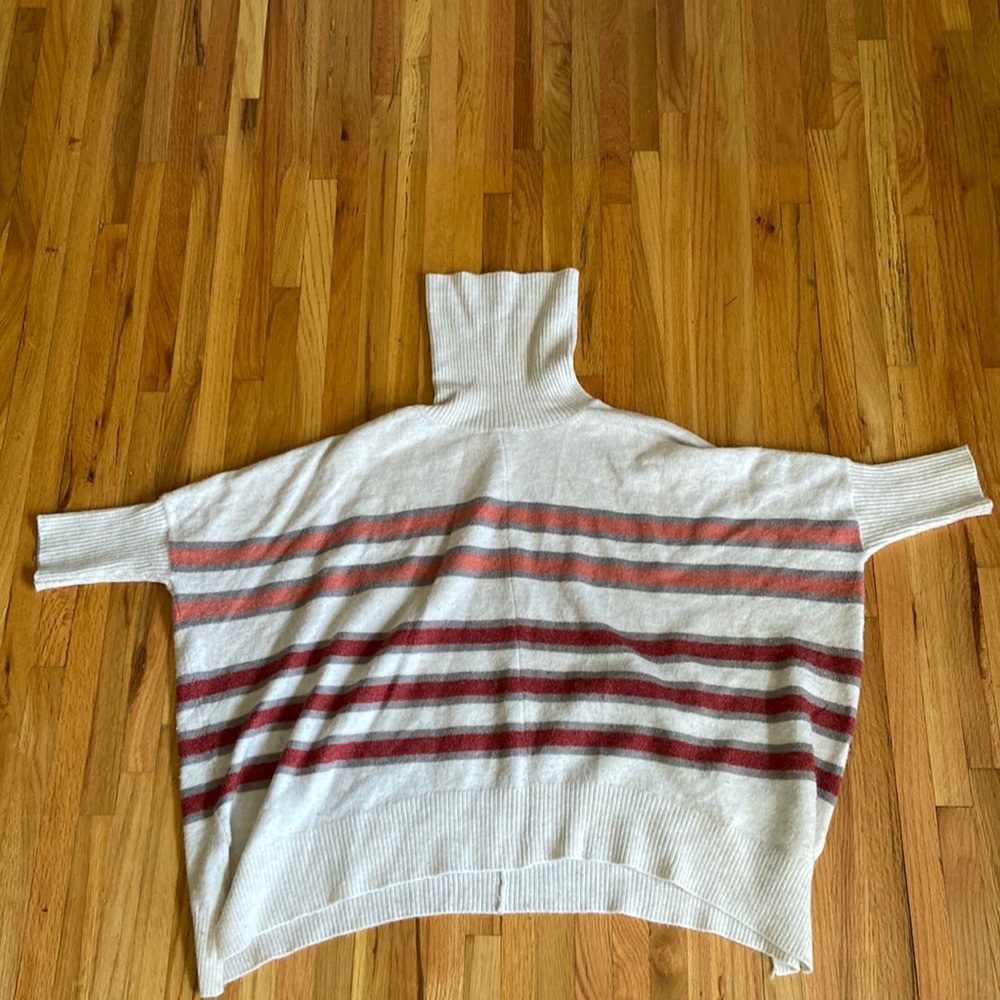 Loft Turtleneck Striped Pink/Red Sweater - Size Small